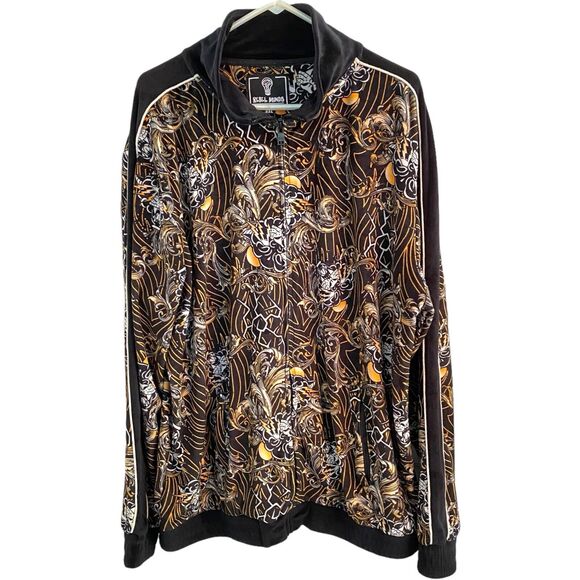 Rebel Minds Track Jacket Mens Size 3XL Velvet Velour Coat Tiger Print Hip Hop - Picture 1 of 11